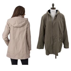 Croft & Barrow Gray/Green Removable Insulated Velvet Hooded Coat Size XL